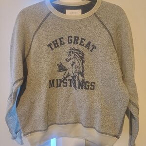 THE GREAT. Mustangs Heather Gray Crewneck Sweater